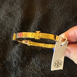Tory Burch Gold Bangle Logo Bracelet